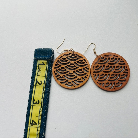 Anthropologie Elegant Brown Wooden Earrings - Picture 3 of 4